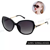 【SUNS】抗UV太陽眼鏡 時尚淑女精緻大理石造型 大框顯小臉 S33 黑色