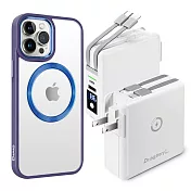 Dr.b@ttery電池王 MagSafe無線充電+自帶線行動電源-白色 搭 iPhone14 ProMax 6.7 星耀磁吸保護殼 紫色