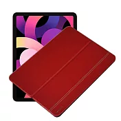 CITY for iPad Air4 10.9 2020 牛皮帶筆槽側掀三段式磁吸立架 紅色