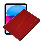 CITY for 2022 iPad 10 第10代 10.9吋 牛皮帶筆槽側掀三段式磁吸立架 紅色