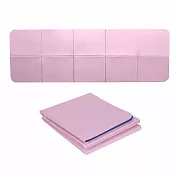 【EZlife】TPE雙色折疊便攜瑜珈防滑墊(附便攜收納袋) 粉色