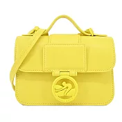 LONGCHAMP BOX-TROT系列小牛皮同色LOGO翻蓋斜背包(迷你) 檸檬黃