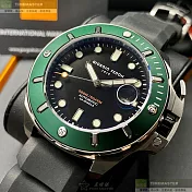 Giorgio Fedon 1919喬治飛登精品錶,編號：GF00102,46mm圓形墨綠色精鋼錶殼黑色錶盤矽膠深黑色錶帶