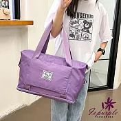 【iSPurple】韓風防水＊雙層行李箱杆手提肩背包/ 淺紫