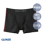 【日本GUNZE】BODY WILD男士運動彈性包覆平角褲 M 黑 (BWS852X-BLK)