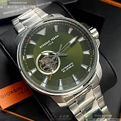 Giorgio Fedon 1919喬治飛登精品錶,編號：GF00120,46mm圓形銀精鋼錶殼墨綠色錶盤精鋼銀色錶帶