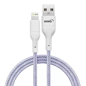 (2入)HANG R18 高密編織 iPhone Lightning USB 3.4A快充充電線100cm 紫色