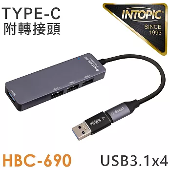 INTOPIC USB3.1 Type-C高速集線器(HBC690)