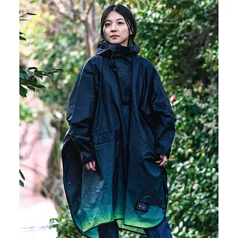 日本KIU 163249 標準成人空氣感有袖斗篷雨衣 騎車露營必備 附收納袋(男女適用) 漸變薩克斯藍