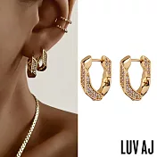 LUV AJ 好萊塢潮牌 鑲鑽金色古巴鎖扣耳環 PAVE CUBAN LINK HOOPS