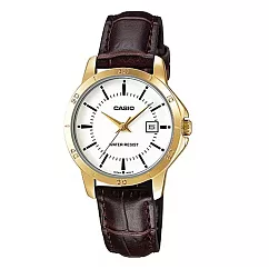 【CASIO】卡西歐 都市魅力風格咖啡色女士皮帶腕錶手錶 (LTP─V004GL─7A)