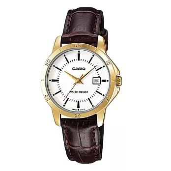 【CASIO】卡西歐 都市魅力風格咖啡色女士皮帶腕錶手錶 (LTP-V004GL-7A)