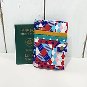 WaWu 護照套+扣帶 客製接單生產  (繽紛幾何藍)
