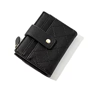 【L.Elegant】韓版多卡位時尚綉線兩折 短夾 零錢包B805(共4色) 黑色