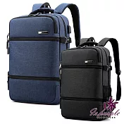 【iSPurple】大容量商務＊旅行多層安全扣後背包/ 藍