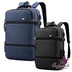 【iSPurple】大容量商務*旅行多層安全扣後背包/ 藍