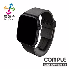 COMPLE Apple Watch 官方認證皮革悠遊卡錶帶 42/44/45/49mm專用 經典黑