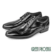 【GREEN PHOENIX】男 紳士鞋 商務鞋 德比鞋 學生 皮鞋 雕花 EU40 黑色