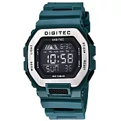 DIGITEC 數碼科技 DG-5050T 休閒穿搭時尚多功能防水電子錶 藍綠色(銀框)