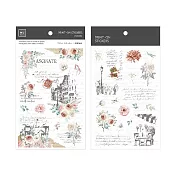 【Print-On Stickers 轉印貼紙】no.232-花映城景 | 花草系列