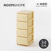 【韓國ROOM&HOME】韓國製34面寬四層抽屜收納櫃(木質天板)-DIY- 奶油黃