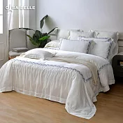 法國CASA BELLE《波賽隆頓》雙人天絲刺繡四件式防蹣抗菌吸濕排汗兩用被床包組(共兩色)-白色