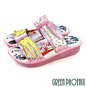 【GREEN PHOENIX】女 拖鞋 厚底 氣墊 真皮 輕量 手縫 壓紋 質感 EU38 粉紅色