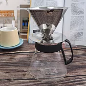 coffee play304不鏽鋼咖啡濾杯-1~4杯+咖啡玻璃壺-600ml