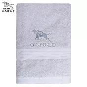 【OKPOLO】台灣製造好馬繡花素色浴巾-2條入(柔順厚實) 銀灰色