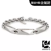 MASSA-G【燦光】金屬鍺錠白鋼圓型手鍊(9個鍺) 銀-20cm