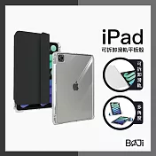 【BOJI】iPad Air 4/5 10.9吋 可拆卸滑軌保護殼 透亮背殼 硬底防彎設計 - 尊貴黑