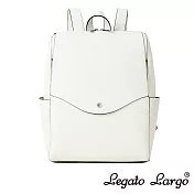Legato Largo 新版 驚異的輕量化 小法式簡約線條 皮革後背包- 象牙白