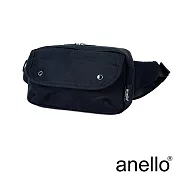 anello LAYER 防潑水翻蓋式單肩斜背腰包- 黑色
