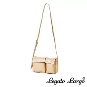 Legato Largo Lineare 光澤滑面雙口袋斜背小包- 米色
