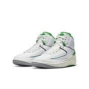 NIKE AIR JORDAN 2 RETRO (GS) 中大童籃球鞋-白綠-DQ8562103 US4 白色