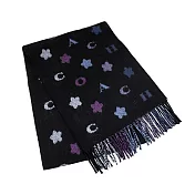 COACH 印花雙面圍巾-繽紛星星藍紫