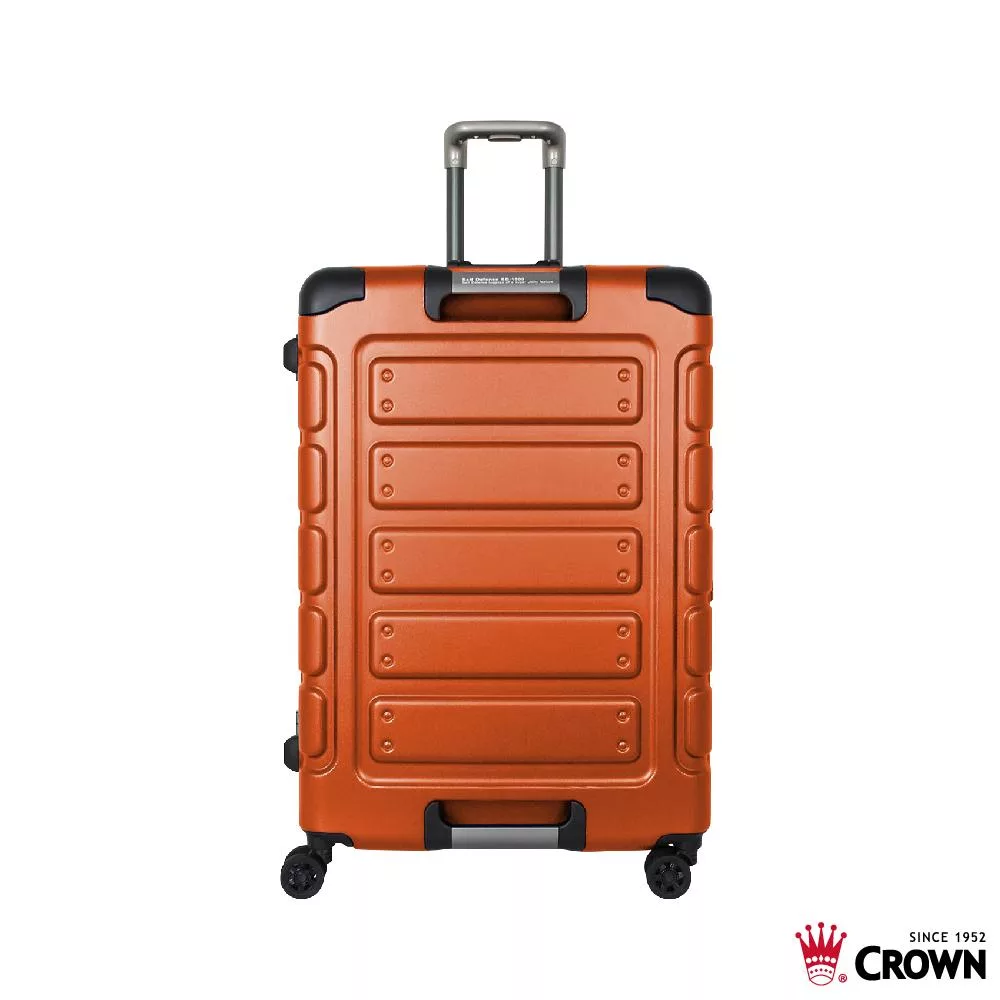 【CROWN 皇冠】新版 日本同步款 獨特箱面手把 27吋 行李箱 悍馬箱- 閃橘色
