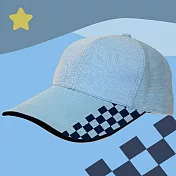 【OKPOLO】賽車格長帽眉透氣帽(舒適透氣) 水藍反深藍