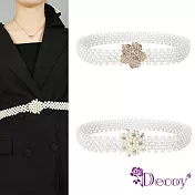 【Decoy】彈性編織珍珠伸縮腰封/ 玫瑰晶鑽