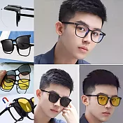 seoul show首爾秀 四合一磁吸多功能換片TR90套鏡太陽眼鏡UV400墨鏡 2190  黑框(四合一)