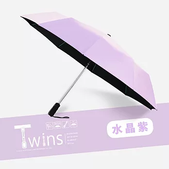 【雙龍牌】TWINS冰風自動開收傘二十骨超強防風自動傘防曬黑膠晴雨傘B6580 水晶紫