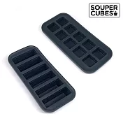 【Souper Cubes】 多功能食品級矽膠保鮮盒_曜石灰2件組(6格+10格)