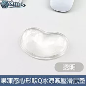 UniSync 水晶果凍感心形軟Q冰涼減壓手腕托/滑鼠墊 透明