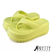 【Pretty】女 拖鞋 夾腳 防水 厚底 輕量 一體成型 EU36 綠色