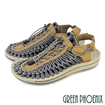 【GREEN PHOENIX】男女 涼鞋 溯溪鞋 手工 編織 水陸 兩棲 戶外 EU46 卡其色