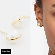 SHASHI 紐約品牌 Essential Pearl 優雅金圈 經典白珍珠耳環