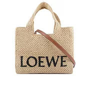 LOEWE Logo 標誌酒椰纖維小款二用包 (自然色)
