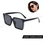 【SUNS】韓版個性ins墨鏡 平面式方框墨鏡 高質感金屬框 抗UV400 S520 黑框黑腳