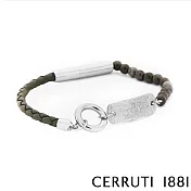 【Cerruti 1881】限量2折 義大利經典編織圓珠不銹鋼吊牌手環 全新專櫃展示品(CB0303 墨綠色)