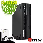 MSI PRO DP21 13M-627TW (I3-13100/16G/512SSD+1TB/W11P)+Office2021